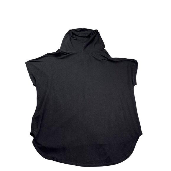 Bliss Black Short Sleeve Hooded Top Size L Kangaroo Pocket Rayon Blend - Picture 5 of 7